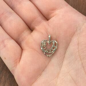Vintage 925 Sterling Silver "#1 Love" Heart Spell Out Pendant Bracelet Charm